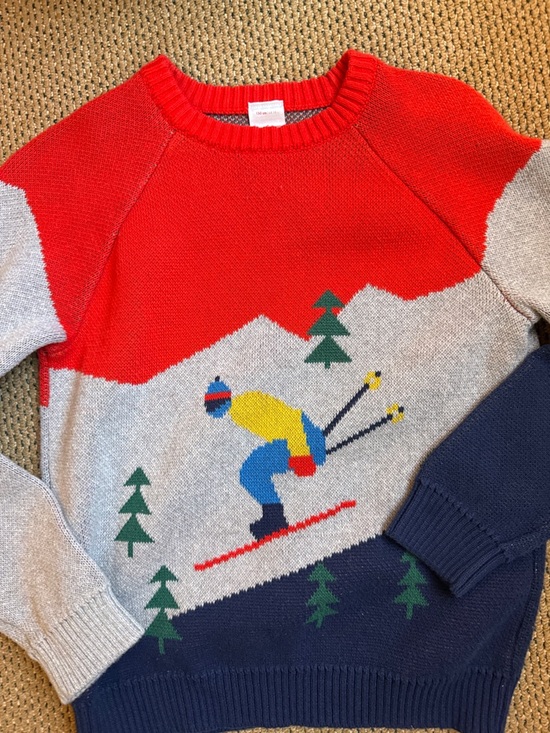 Hanna Andersson Other - Hanna Andersson Red Gray Navy Ski Motif Crewneck Sweater